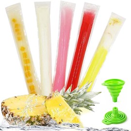 Popsicle Bags, Pack of 100 Water Ice Bags, Popsicle Moulds Bags with Funnel, Mould Bags with a Funnel, Water Ice Moulds, Popsicle Pouches, Ice Pop Pouch, DIY Ice Moulds, Ice Pop Bag