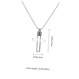 Ipetboom Cremation Necklace for Ashes Openable Glass Vial Pendant Chain Memorial Cross Necklace for Loved Ones Elegant and Durable Accessory