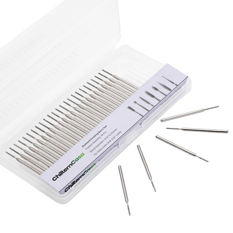 ChilternCasa 1mm Diamond Drill Bits, Cylinder Grinding Bit Shank 2.35mm