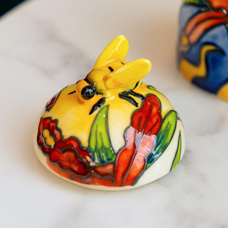MAGRACE Hand-Painted Ceramic Honey Jar with Lid & Spoon