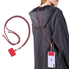 Tzciz Smartphone Strap, Neck Strap, Nylon, Shoulder Strap, Adjustable Length, Prevents Loss/Drops, Lost Items, Lightweight, Reinforced Durability (Stripe 9)