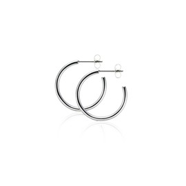 TGNEL Small Titanium Earrings Hoops Open C Earrings for Women Men, Lightweight Round Earrings Hypoallergenic for Sensitive Ear (20mm Silver)