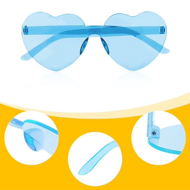 Lotsdonxia Love Heart Shape Sunglasses Stylish Rimless One-Piece Transparent Glasses
