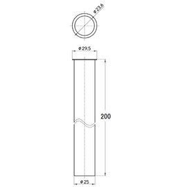 SANEI Drainage Parts Single Brim Straight Pipe for Metal Traps, Pipe Diameter 1.0 inches (25 mm) H70-64-25X200