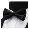 Silk Bow Ties For Men Black Pre-tied Solid Bowtie and