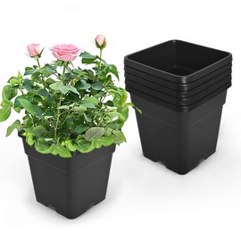 HOSTIC 9.8 Gallon Square Nursery Pots Flexible Plastic Pots for Plants Gallon Pot with Drainage Holes 5 Pcs