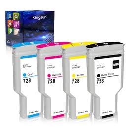 KSUMEI HP 728 Ink Cartridge Set 300ML 728 F9J68A F9K17A F9K16A F9K15A Compatible with DesignJet T730 T830 MPF Large Format Plotter Printers (Matte Black, Cyan, Magenta, Yellow)