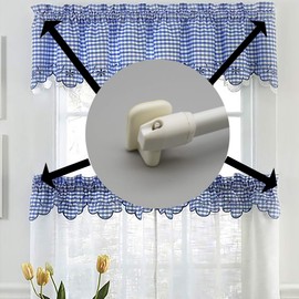 EVIDECO French Home Goods Self Adhesive Hooks Sash Rod Kitchen Curtains Set of 4 - White