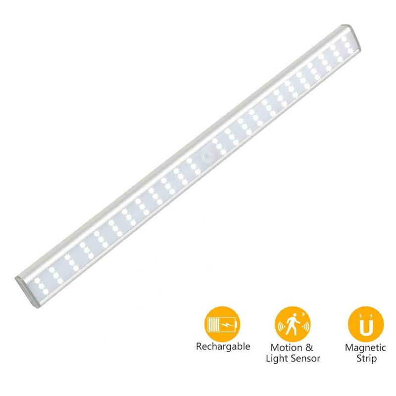 Motion Sensor Light Strip 72 LED USB Rechargeable Magnetic Suction