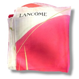 Lancome Paris Women's Silk Scarf 34"x34" Red Multicolor Rose As Seen In Pics