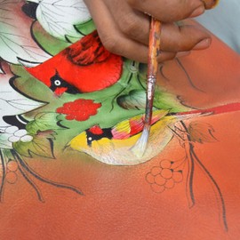 Anna by Anuschka Women's w Original Leather Hand-Painted Two Fold Wallet with Clasp Coin Pocket, Country Cardinal, One Size