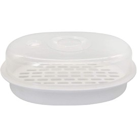 1-Tier Microwave Steamer Heating Steamer for Home Kitchen White (Oval)