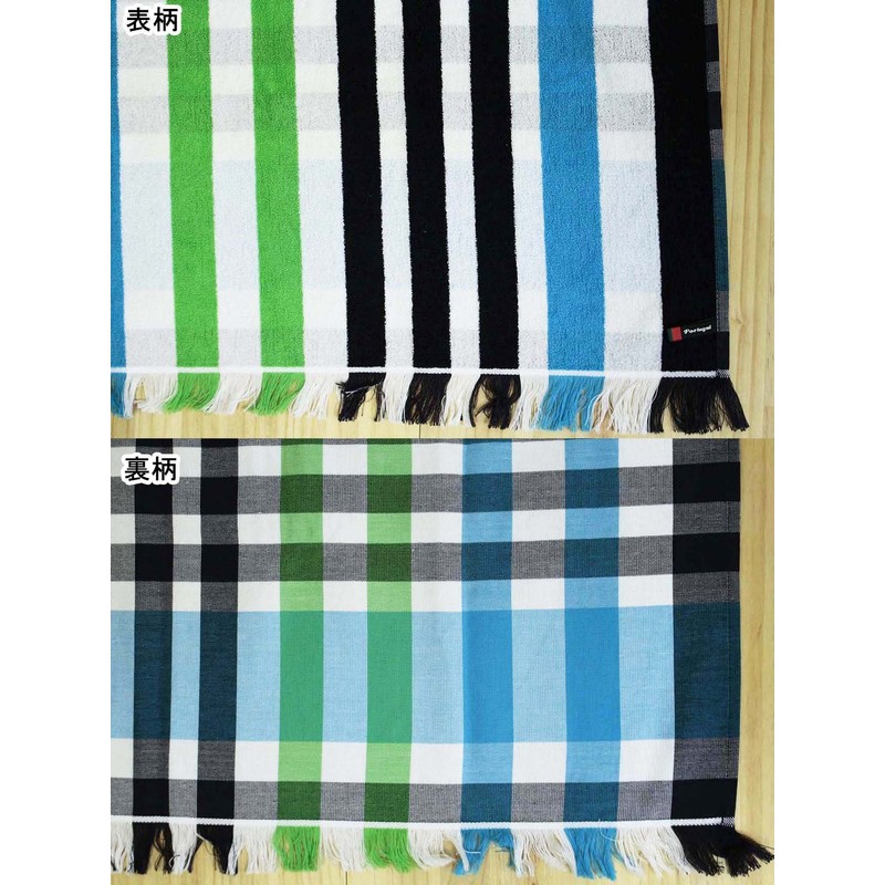 Bath Towel Porto White & Check Blue 60x120cm BE700301 Made