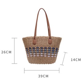 Women’s Tote Bag Straw Beach Shoulder Handbag Fashion Purse 2025 Summer Vacation Travel Woven Top Handle Bag