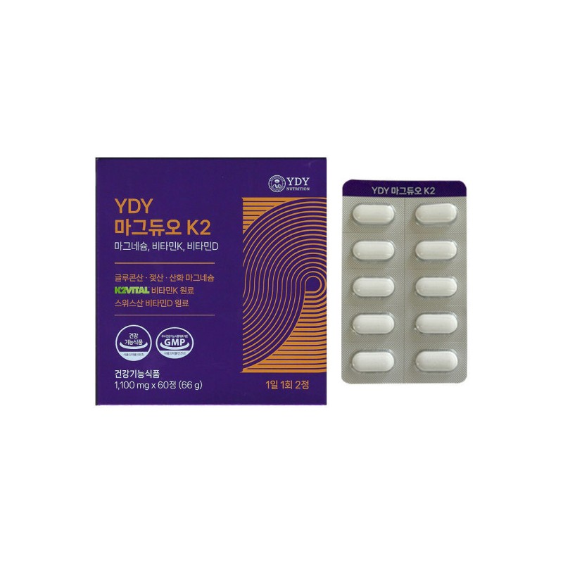 YDY뉴트리션 마그듀오 K2 1100mg x 60정 1개 / 써클 YDY