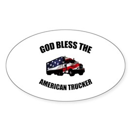 CafePress American Trucker Oval Car Bumper Sticker