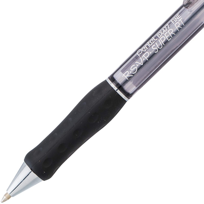 Pentel RSVP Super RT Ballpoint Pen, (0.7mm) Fine Line, Black