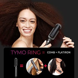 TYMO Cepillo para alisar el pelo, negro mate