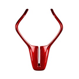 AIRSPEED Car Steering Wheel Cover Sticker Real Carbon Fiber Steering Wheel Center Frame Decorative Sticker Trim for Infiniti Q50 Q60 2018 2019 2021 2022 Accessories (Red)