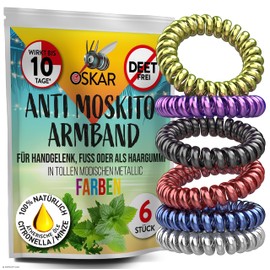 OSKAR Mückenschutz Armband für Kinder, 6 Stück zur Mückenabwehr - Metallic Unicolor - Anti Mücken Set, extrem effektiver Kinder Mückenschutz | Mückenarmband Kinder für Camping, Urlaub & Festival