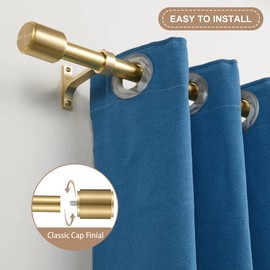 Brass Curtain Rods for Window 36 to 72 Inch, 2 Pack Curtain Rods Drapery Rods, Adjustable 1-Inch Thicken Window Treatment Curtain Rods, Telescoping Decorative Curtain Rods with Cap Finials