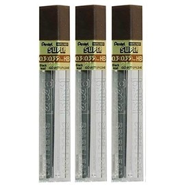 Pentel 0.3mm Size HB Shade Hardness Pencil Refill Replacement Spare Leads Hi Pollymer Super For Automatic & Mechanical Pencils (Pack Of 3 Tubes - 36 Pieces)