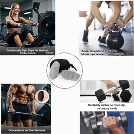 Non-Slip Gym Grips for Men and Women,Weight Lifting Hand Grips with Storage Case,Ideal for Strength Training,Crossfit and Workout Support (1 Pair)-Black