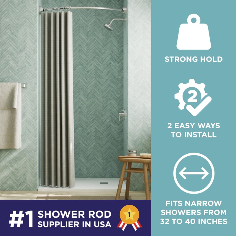 Zenna Home No Drill Curved Shower Curtain Rod, 32 -