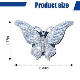 UHANBUT 3PCS Bling Butterfly Car Dashboard Air Vent Trim Clips, Sparkling Rhinestone Vehicle Air Fresheners Outlet Clip Decoration, Cute Car Interior Diffuser Accessories for Girl Women (White)