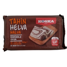 Halva with Cocoa, Turkish Halva, Tahini Halva, Chocolate, Halva dessert, Halva,Helva,Kakaolu Helva By Koska 500 Gr 17,6 Oz الحلاوة الطحينية