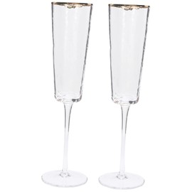NOLITOY 2pcs Elegant Crystal Flutes for Wedding Toasting Unique Hammered Design Goblets for Parties Banquets Home Bar for Celebrations Special Occasions