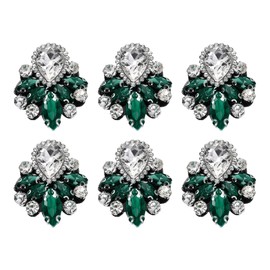 sourcing map 6Pcs Handmade Beaded Patches, Glass Crystal Rhinestone Appliques Vintage Sew on Beaded Patch for Clothing DIY Sewing Accessories, Malachite Green