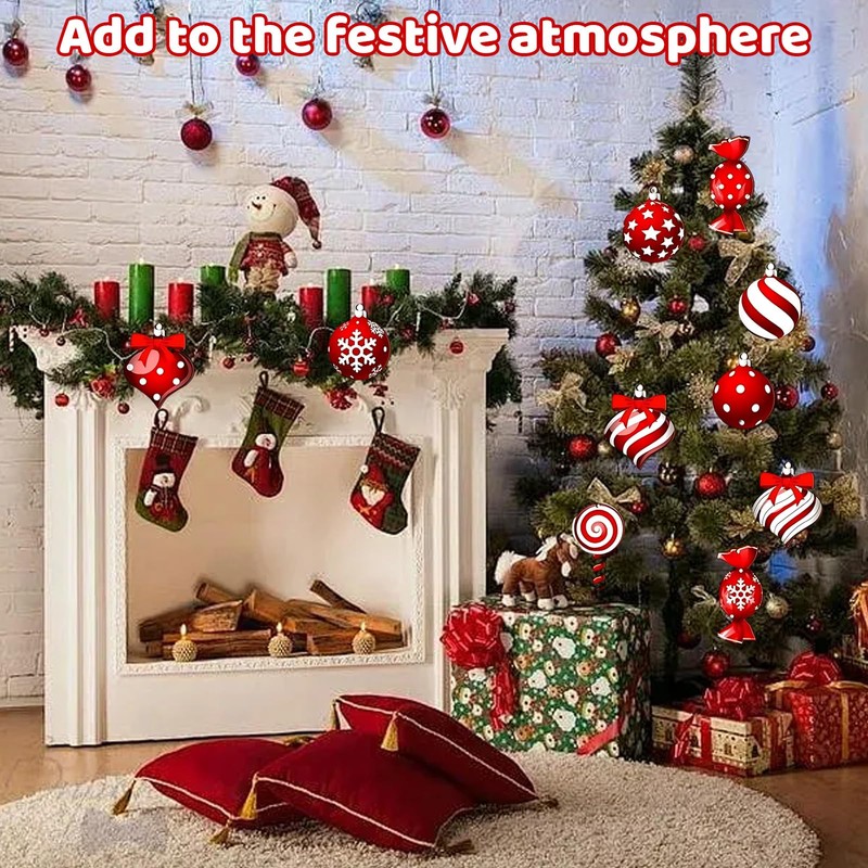 36 Pcs Candy Cane Lane Christmas Decorations,Candy Cane Christmas Decorations,