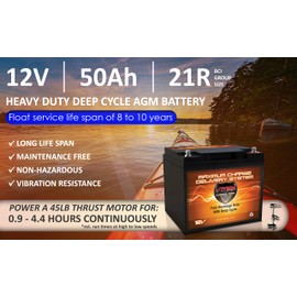 VMAX MR86-50 12 Volt 50Ah AGM Deep Cycle Sealed Lead Acid Battery (7.8"L x 6.6"W x 6.7"H)