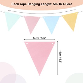 MECCANIXITY 16 Ft Multicolor Pennant Banner Flags String CardStock Triangle Hanging Triangle Bunting Flags for Festive, Wedding, Birthday Party Decorations
