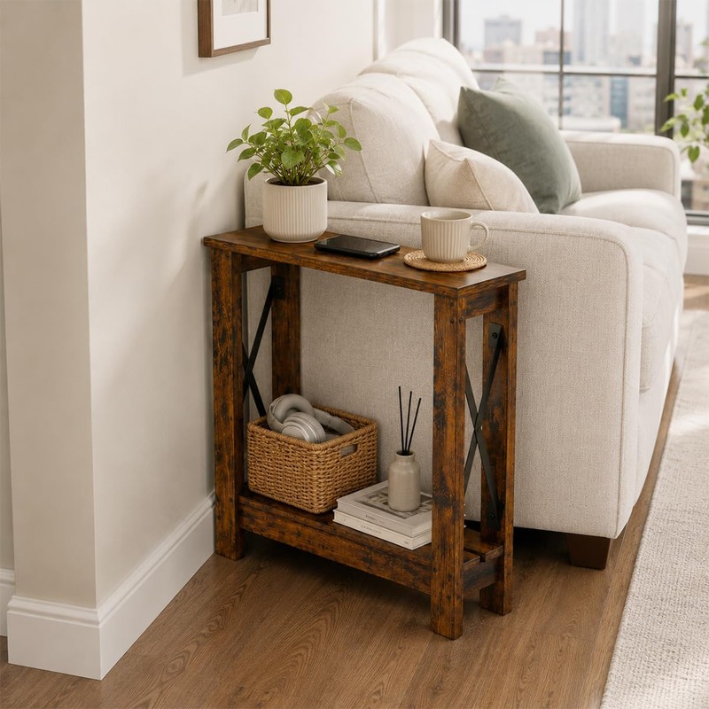 ZEXVIDA Slim Side Table, 6.6 Inch Ultra Narrow End Table