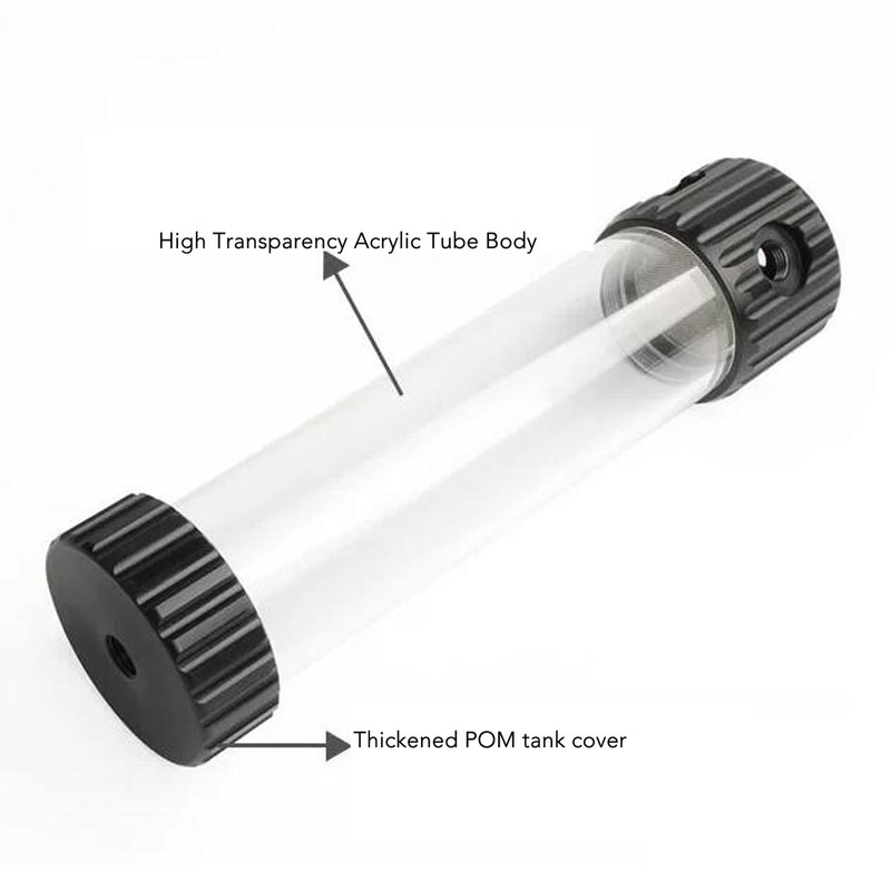 295mm Cylindrical Water Cooling Tank G1/4 Thread PMMA POM Transparent