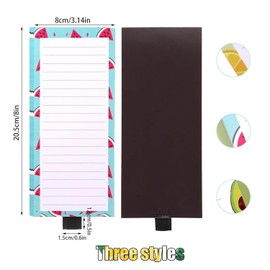 WEZCHUGHAOL 3 Pack Magnetic Notepads for Refrigerator - Fruit Design Grocery List, To-Do List, Memo & Recipes Pad with Pen Holder, Tear-Off Fridge Notepads for Home Organization
