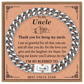 EPIRORA Stainless Steel Curb Link Bracelets for Men, Christmas Birthday Jewelry Gifts for Dad Son Grandson Brother Uncle Nephew, 8mm in Width, 7.8 Inches in Length