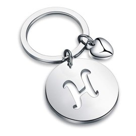 xuanhang Initial Keychain for Women Men,Alphabet Letter Heart Charm Keychains Accessories Gifts For Car,Backpacks,Bag, H