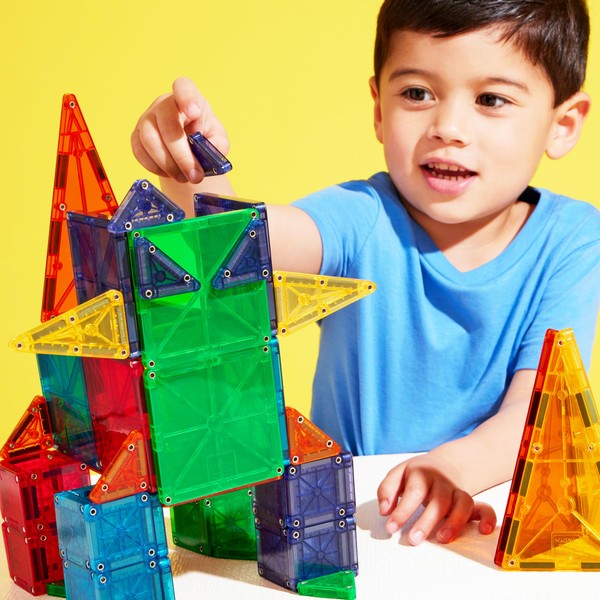 MAGNA-TILES MAGNA-TILES Combo 62-Piece Magnetic Construction Set, The Original Magnetic