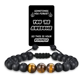 Hotbird 2025 Graduation Gifts for Him: Adjustable Bead Jewelry Bracelet of 3 Tiger Eye Stone with Encourage Quote for Teen Boy - Graduation Gift for Kindergarten/Middle School/High School/College Grad