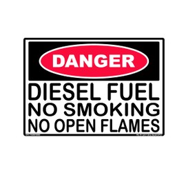Safety Decal Unlimited Danger Diesel Fuel No Smoking No Open Flames Explosion Hazard Burn Injury Death Warning Black Red White Rectangle Label Sticker Decal Made in America (3.5" x 5")
