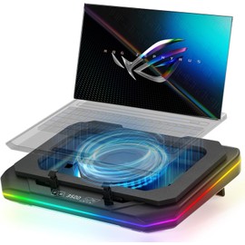 Cooling Pad for Asus ROG Zephyrus G16 G14 G15 M16 M15 S S17 Zephyrus Duo 16 15 ROG Flow X16 Gaming Laptop,with Powerful Turbo Cooling Fan Can Fast Cooling CPU+GPU 40°C, 6 RGB Light Mode,Touch Start