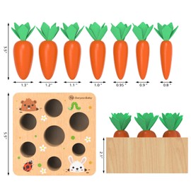 Holzspielzeug ab 1 Jahr | Baby Motorik, Montessori Spielzeug 2 3 Jahre | für 6-12 Monate Jungen Mädchen | Sortierspiel Holzpuzzle Karottenernte | Lernspielzeug Geschenke für Kinder Kleinkind