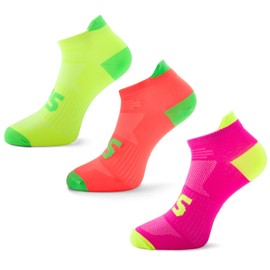 SLS3 Thin Running Socks - Anti Blister - Ultra Light Neon Colors - Athletic Cycling Socks Men | Womens Low Cut Socks