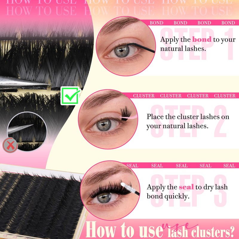 Volume Lash Clusters with Spiky Short Lash Clusters 300D Eyelash