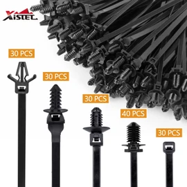 Xislet 160Pcs Nylon Universal Cable Tie Buckle Zip Tie Clips Automotive Rivet Push Mount Zip Ties Compatible with Cars Boat Trailer Polaris UTV Jeep Wrangler Self Locking Zip Tie with Push Pin
