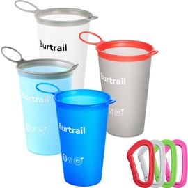 Burtrail Collapsible Running Cup,200 ml/6.8 fl oz-4Packs TPU Ultralight & Foldable Running Cup,Portable Collapsible Water Cup for Trail Running Marathon Cycling Climbing