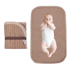 Portable Diaper Changing Pad-Quilted Thicker Waterproof Changing Pad-Change Pad Liner Bed Pad Play Mat-Travel Diaper Changing Pad (Coffee)